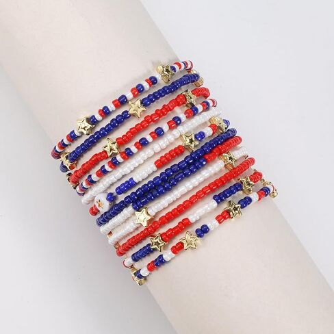 Ardorchid USA Flag Bracelets Valentine's Day Heishi Bracelets St. Patrick's Mardi Gras Beaded Bracelets Easter Rainbow Juneteenth Rasta Bracelets in Saudi Arabia