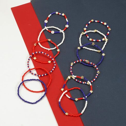 Ardorchid USA Flag Bracelets Valentine's Day Heishi Bracelets St. Patrick's Mardi Gras Beaded Bracelets Easter Rainbow Juneteenth Rasta Bracelets in Saudi Arabia