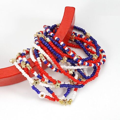 Ardorchid USA Flag Bracelets Valentine's Day Heishi Bracelets St. Patrick's Mardi Gras Beaded Bracelets Easter Rainbow Juneteenth Rasta Bracelets in Saudi Arabia