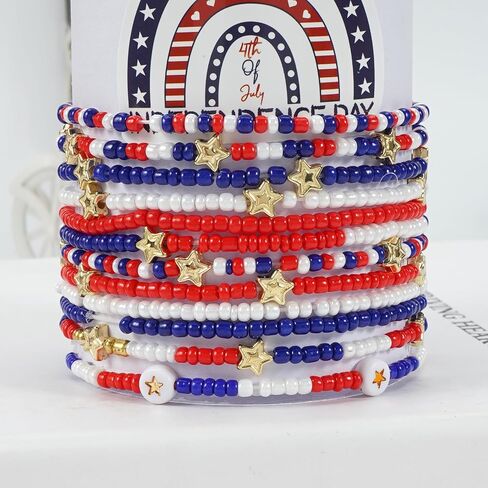 Ardorchid USA Flag Bracelets Valentine's Day Heishi Bracelets St. Patrick's Mardi Gras Beaded Bracelets Easter Rainbow Juneteenth Rasta Bracelets in Saudi Arabia