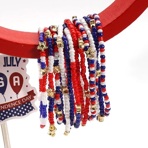 Ardorchid USA Flag Bracelets Valentine's Day Heishi Bracelets St. Patrick's Mardi Gras Beaded Bracelets Easter Rainbow Juneteenth Rasta Bracelets in Saudi Arabia
