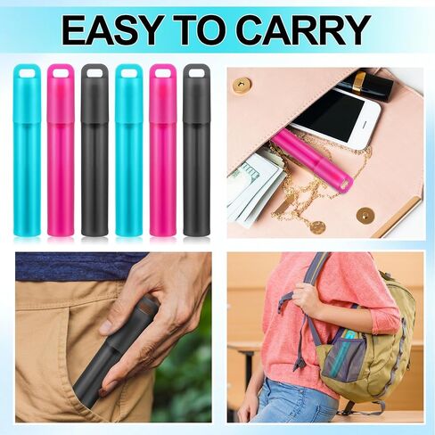 Gejoy 6 Pack Metal Reusable Straw Drinking Collapsible Foldable Stainless Steel Straw with Plastic Case Silicone Tip and Cleaning Brush Long Telescopic Portable Travel Straw for Work in Saudi Arabia
