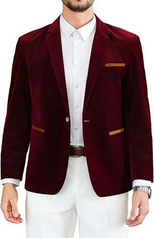Mens Casual Corduroy Blazer Sport Coat Slim Fit One Button Notch Lapel Suit Jacket for Daily Wear, Work, Wedding & Party in Saudi Arabia