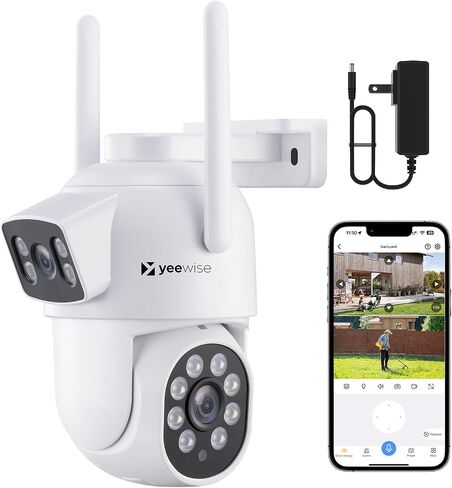 yeewise [180° Pan Rotation] Wireless Security Surveillance Camera Outdoor with Two-Way Audio and Auto Cruise, Works Standalone or with NVR, AC Powered in Kuwait