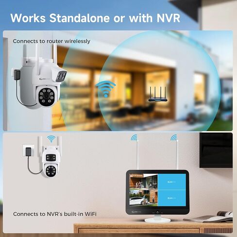 yeewise [180° Pan Rotation] Wireless Security Surveillance Camera Outdoor with Two-Way Audio and Auto Cruise, Works Standalone or with NVR, AC Powered in Kuwait