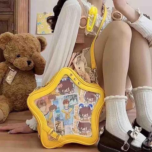 Ita Bag Star Shaped Purse, PU Leather Aesthetic Cute Crossbody Purse, Kawaii Pin Display Clear Shoulder Bag (Bare Bag) in Saudi Arabia