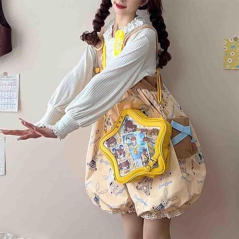 Ita Bag Star Shaped Purse, PU Leather Aesthetic Cute Crossbody Purse, Kawaii Pin Display Clear Shoulder Bag (Bare Bag) in Saudi Arabia