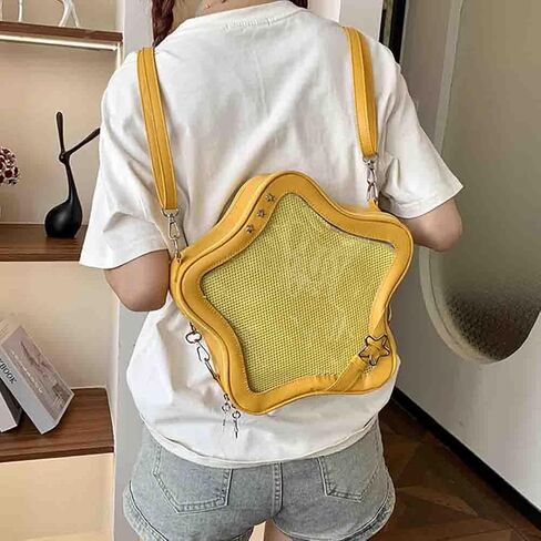 Ita Bag Star Shaped Purse, PU Leather Aesthetic Cute Crossbody Purse, Kawaii Pin Display Clear Shoulder Bag (Bare Bag) in Saudi Arabia