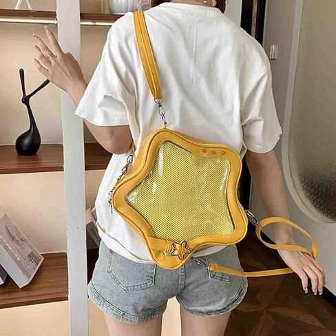 Ita Bag Star Shaped Purse, PU Leather Aesthetic Cute Crossbody Purse, Kawaii Pin Display Clear Shoulder Bag (Bare Bag) in Saudi Arabia