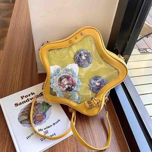 Ita Bag Star Shaped Purse, PU Leather Aesthetic Cute Crossbody Purse, Kawaii Pin Display Clear Shoulder Bag (Bare Bag) in Saudi Arabia