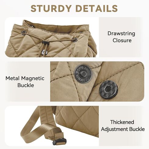 VASCHY Quilted Backpack Purse for Women, Lightweight Casual Puffer Flap Drawstring Backpack for Gym/Work/Travel/Hiking/Diaper Black in Saudi Arabia