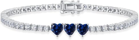 Sterling Silver Heart Tennis Bracelets for Women Birthstone Gemstone Charm Long 5A Cubic Zirconia Fine Jewelry for Daily Waer 7 Inches in Saudi Arabia