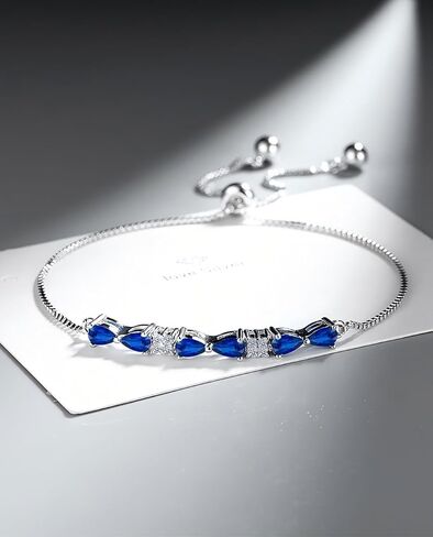 Italian Sterling Silver Women's Tennis Bracelets | Ladies' Sterling Silver Rope Adjustable Bracelet with Crystals | Gift for She in Kuwait