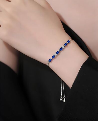 Italian Sterling Silver Women's Tennis Bracelets | Ladies' Sterling Silver Rope Adjustable Bracelet with Crystals | Gift for She in Kuwait