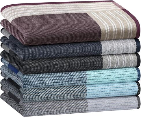 HOULIFE Handkerchiefs for Men, Soft Cotton Men's Hankies with Striped Pattern Handkerchief in Assorted Colors 6PCS 16.9″ in Saudi Arabia