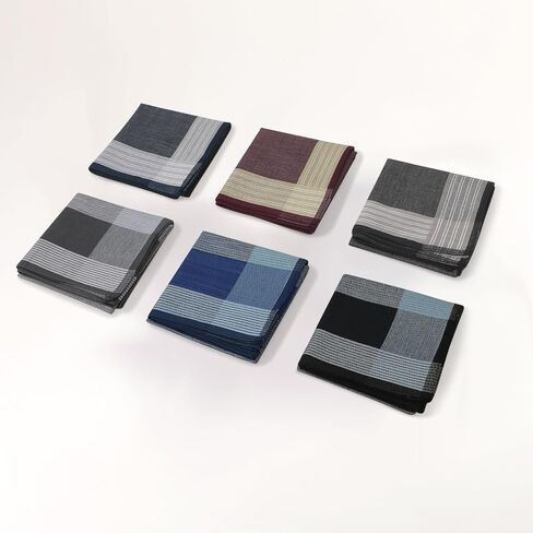 HOULIFE Handkerchiefs for Men, Soft Cotton Men's Hankies with Striped Pattern Handkerchief in Assorted Colors 6PCS 16.9″ in Saudi Arabia