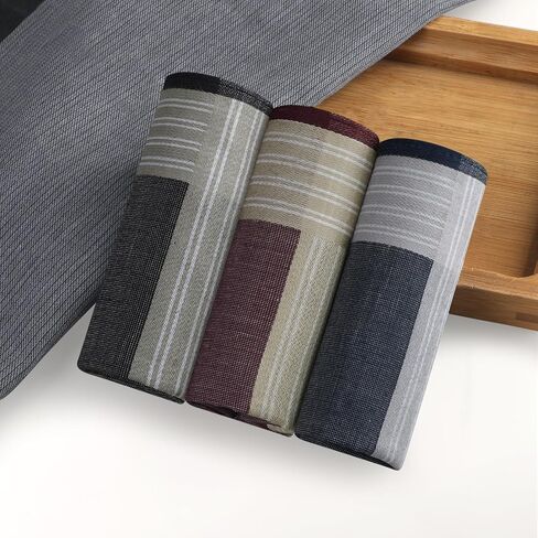 HOULIFE Handkerchiefs for Men, Soft Cotton Men's Hankies with Striped Pattern Handkerchief in Assorted Colors 6PCS 16.9″ in Saudi Arabia