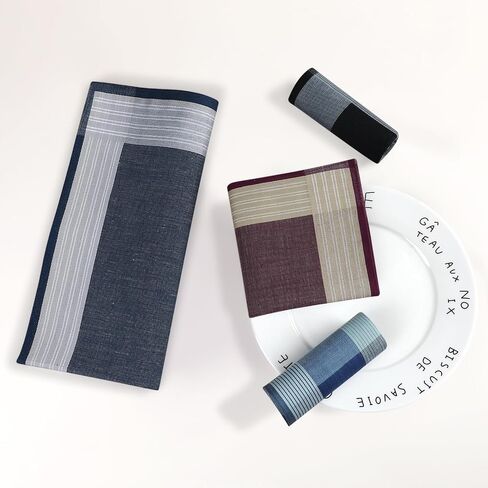HOULIFE Handkerchiefs for Men, Soft Cotton Men's Hankies with Striped Pattern Handkerchief in Assorted Colors 6PCS 16.9″ in Saudi Arabia