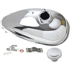 Sthus ترقية 2L 0.53 جالون خزان الوقود ساطع الطلاء الداخلي ملبط مع CAP PETCOCK لـ 80CC 66CC 49CC محرك دراجة محرك (الفضة)