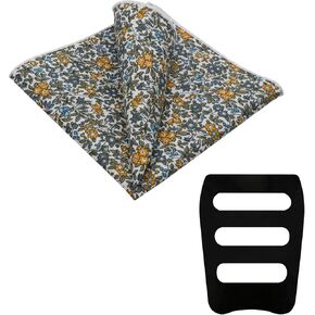 Floral Pocket Square for men, Handkerchief for Men Mens Cotton Pocket Square with Holder for Banquet Wedding Party