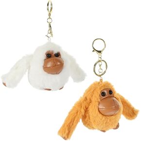 LUOZZY 2 Pcs Plush Gorilla Panda Keychain Cartoon Animal Keychain Plush Doll Keyrings Bag Backpack Hanging Charms