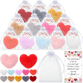 24 Set Graduation Heart Pocket Hug Gift Bulk Faux Fur Pom Pom with Emotional Inspirational Cards and Bags End of Year Inspirational Gift for Employee Coworker Volunteer Kids Student Friends