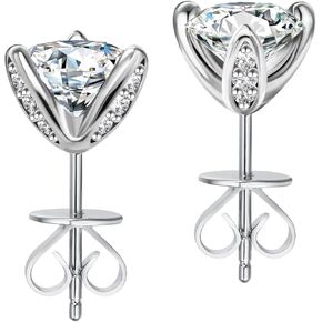 Moissanite Earrings Studs Sterling Silver Stud Earrings for Women 2 Carat S925 Earrings Hypoallergenic Gold Earring for Women Studs