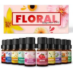 Floral Essential Oils, INWICOPH Flower Fragrance Oil for Candle Making - Rose, Jasmine, Gardenia, Lilac, Plumeria, Peony and More, Aromatherapy Oils for Diffusers for Home