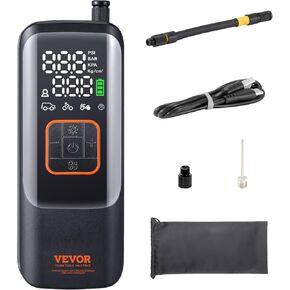 VEVOR Electric Bike Pump, 150PSI Tire Inflator Portable Air Compressor with Auto Shut-Off and LCD Screen, Electric Air Pump with Presta Schrader Valve for Motorcycle Bike Car Ball