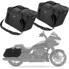 Mofun Motorcycle Saddlebag Liner Bags with Tool Pockets Hard Saddle Bags Insert Compatible With Harley Touring Electra Road Street Glide Road King 1993-2025, 1 Pair Black