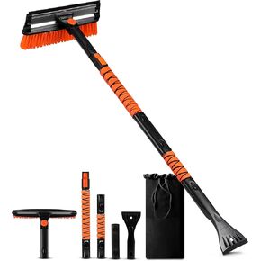 EcoNour 47" Extendable Snow Brush and Ice Scraper with 270° Pivoting Squeegee | Aluminum Handle | Telescopic Snow Brush for Car and SUV Windshield, Roof & Windows | Winter Car Accessories