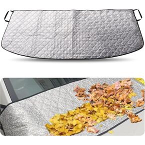 1 PC Car Front Front Windshield Rain Trough Cofting ، 66.9 "× 17.7" غطاء صقيع الغبار الممسحة لجميع الفصول ، غطاء التثبيت غير المدمر ، Universal for Cars (Silver)