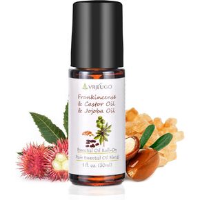 Organic Frankincense, Castor & Jojoba Oil Roll-On – 100% Pure Essential Oil Blend for Face & Body | Nourishing & Hydrating Body Firming Oil Rollerball