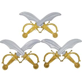 6 Pcs Pirate Swords for Kids, Safe Durable Plastic Pirate Sword Toys,Pirate Party Favors for Theme Birthday Party Cosplay Halloween Costume Accessories Stage Props Gold