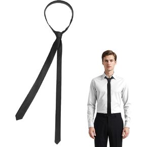 Black Skinny Tie for Women and Men, Solid Color 1.58" (4CM) Business Wedding Formal Neckties