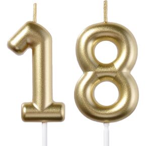 2.35 بوصة الذهب 18 و 81 شموع عيد ميلاد ، 3D الماس رقم 18 و 81 الكعكة Topper للأولاد الفتيات ديكورات حفلة عيد ميلاد الطرف