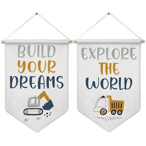 ArtisaEura Inspirational Wall Canvas Banners, Transport Affirmation Hanging Display Pennant Banner Flags, Motivational Positive Quotes Wall Decor for Kids Room Bedroom Playroom Classroom