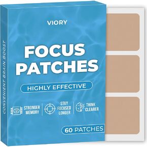 Focus Patches (Pack of 60) - 100% Natural Patch for Women and Men - with Zinc & Biotin - Energy, Focus & Body Support - Enhanced Formula
