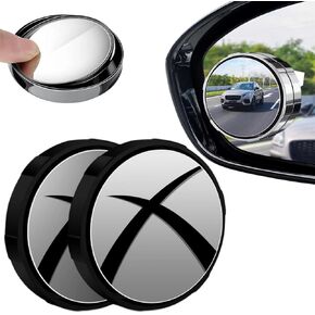 Suction Cup Car Convex Blind Spot Mirror, 2 Pack 360° Adjustable Wide Angle Side Rear View Mirror Blindspot Car Mirror Accessories, Waterproof Reversing Auxiliary Mirrors for All Type Cars (Black)