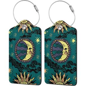 2 Pcs Luggage Tags for Suitcase, Cute Unique PU Leather Travel Bag Tag with Privacy Cover ID Label Address Card and Durable Metal Ring Suitable for Men Women Backpack (Cute Chessboard Plaid)