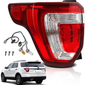 Tail Lights Compatible with 2016 2017 2018 2019 Ford Explorer Rear Brake Lamp Assembly With Wire Harness and Bulbs Replace FB5Z13404A (2016-2019 Ford Explorer, Right Passenger Side)
