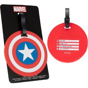 Marvel Luggage Tag for Suitcase, Baggage Identification Tag for Travel with Name Address (Red Captain America)