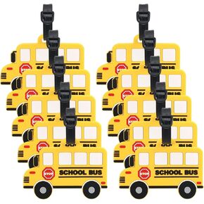 24 Pcs Yellow School Bus Luggage Tags for Suitcases with Name ID Card Bag Tags for Travel Luggage Identifiers