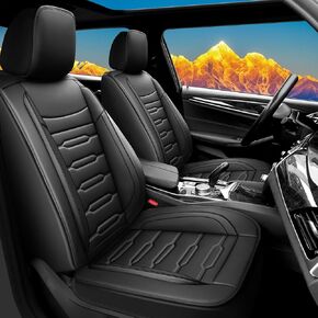 Car Seat Covers Compatible with Volkswagen/VW Taos 2022-2025. Waterproof & Breathable Leather. Compatible with Airbag & Easy to Install. All - Weather Seat Cushion Protector(Full Set, Black)