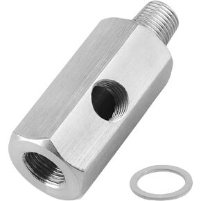 Car Oil Pressure Sensor Tee Adapter, 1/8 BSPT Female to Male with 1/8 NPT Side Port Vehicle Line Gauge T Fitting, Auto Turbo Supply Fitting, Compatible with Civic Atlas Fido