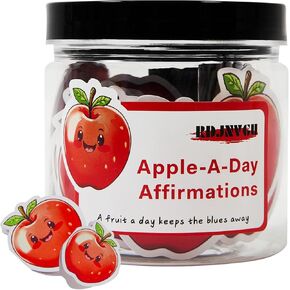 60 Positive Pickle Cards Jar, Inspirational Gifts for Women, Mom, Dad and Teens, Emotional Support Pickle, Non-repetitive Positive Affirmations Cards, Dad Gifts (Apple)