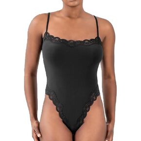 Womens Sexy Lace Square Neck Lace Double Lined Layering Cami Slim Bodysuit Sleeveless Spaghetti Strap Tank Top