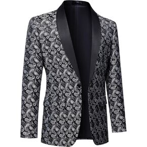 UNINUKOO Men's Black Suit Jacket Slim Fit Floral Casual Blazer for Men Dinner Prom Lightweight Sport Coats & Blazers