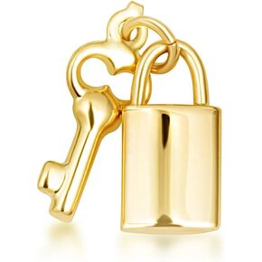 Claddagh Gold 14K Lock & Key Charm Pendant Necklace (Small/Large)
