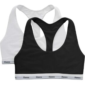 Hanes Women's Originals Racerback Bralette Pack, Breathable Stretch Cotton Bras, 2-Pack